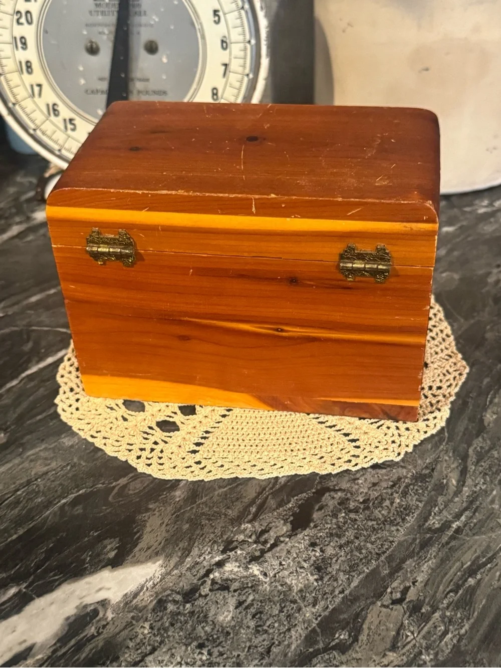 Vintage Cedar Recipe Box with Handwritten Recipe Cards | Farmhouse Kitchen Decor